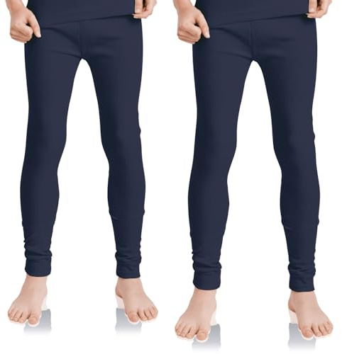 Celodoro Lot de 2 caleçons thermiques pour enfant, bleu marine, 122-128