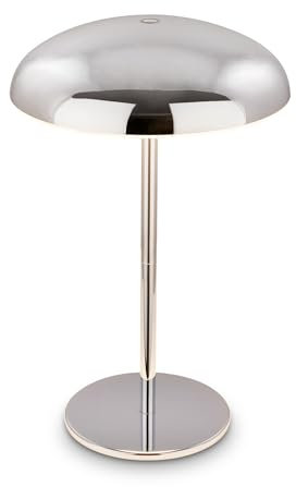 BRILONER - Lampe de table sans fil LED IP44 avec bord lumineux, variateur tactile, batterie interchangeable, lampe de chevet sans fil, lampe de salon à poser, chevet, 19,5x30,5 cm, chrome