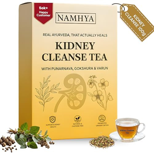 Namhya Kidney Cleanse Tea, 25 Tea Bags (100g) | Punarnava, Gokshura & Varun | Ayurvedic Herbal Blend for Urinary Health & Natural Fluid Balance, Caffeine-Free, No Preservatives