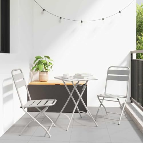 LLEZKBR Muebles de exterior, juego de muebles de exterior, juego de bistró, 3 piezas, acero beige, muebles de exterior, juegos de muebles de exterior