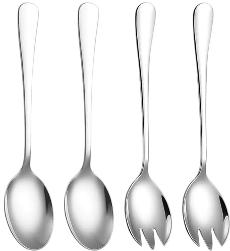 Yuwnd Salatbesteck Edelstahl, Salat Besteck Set 4-teilig, Salatlöffel und Gabel aus rostfreiem Stahl, Küchenutensilien für Salat, Pasta und mehr
