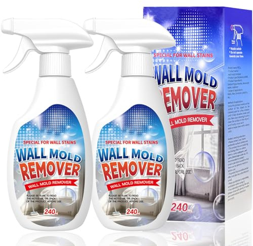Wall Mould Remover Spray 240ml, Highly Effective Wall Mould Stain Remover, Powerful Mold Removal for Walls, Multi-Surface Mould Spray for Bathroom, Kitchen, Tile & Wood (2pcs)