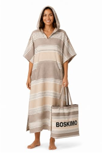 BOSKIMO Poncho Handduk för Vuxna med Kapuce - Strand Bastu Surf - Väska Ingår