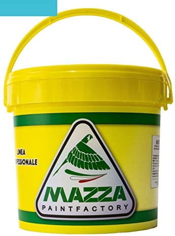MAZZA Pittura Al Quarzo Per Muri Interni Ed Esterni Lt 5 Ad Alto Potere Coprente Colorificio (Celeste Mare3 Mz1100)