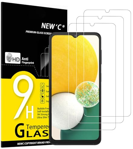 NEW'C Lot de 3, Verre Trempé pour Samsung Galaxy A13 5G, A13 4G, A04s, Film Protection écran -sans Bulles d'air -Ultra Résistant (0,33mm HD Ultra Transparent) Dureté 9H Glass