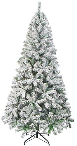 LOKIPA Artificial Christmas Tree,6ft Snow Flocked Christmas Tree with 700 Snowy Effect Branched and Christmas Tree Metal Stand