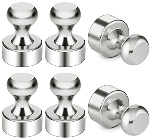 6 Pack Strong Magnetic Push Pins, Neodymium Magnets for Refrigerator,Silver | 12×16mm Strong Fridge Magnets, Whiteboard Magnets for Household & Office Organization, Mini Magnets for Crafts