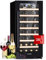 Klarstein Weinkühlschrank Freistehend, Kleiner Getränkekühlschrank Schmal, 1 Zone Weinkühlschrank mit Glastür, Indoor/Outdoor Beersafe, Kühlschrank Klein mit UV-Schutz, 5-18°C, 38 Flaschen