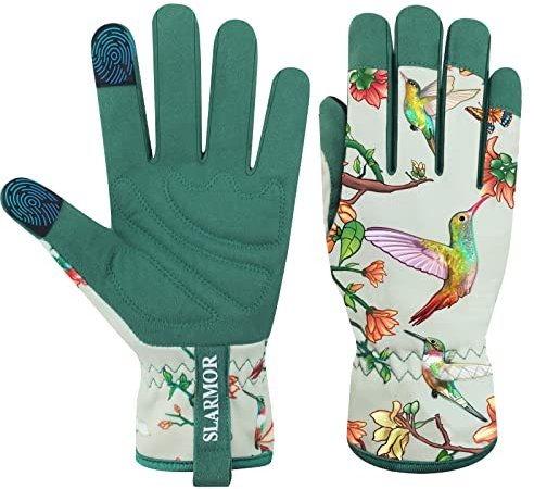 Gartenhandschuhe für Damen,Damen Gartenhandschuhe mit Touchscreen,Mikrofaser Leder Gartenhandschuhe Damen,Frauen Gartenhandschuhe für Hof, Reinigung, Gartenarbeit, Landschaftsbau, Pflücken, Pflanzen