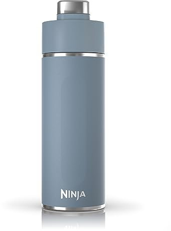 Ninja DW2401BL Thirsti 24oz Travel Water Bottle, For Carbonated Sparkling Drinks, Colder and Fizzier Longer, Leak Proof, 24 Hrs Cold, Dishwasher Safe, Stainless Steel Insulated Tumbler, Storm Blue