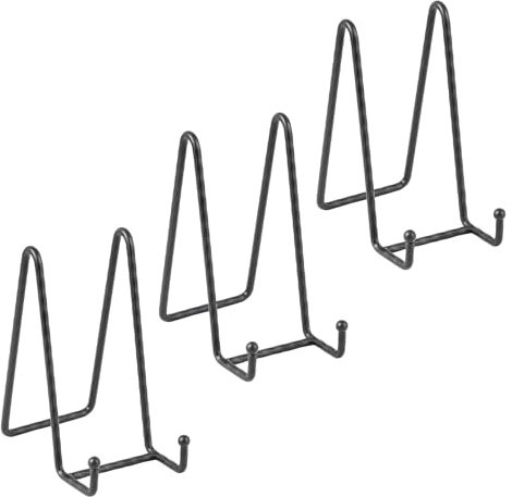 Supporto Cavalletto Espositore Porta Piatti - Supporti Piatti da Esposizione - 6 Pollici Cavalletti per Tavolo - 3 pz di Espositori in Ferro per Piatto Decorativo | Foto | Cornice | Libri - Nero