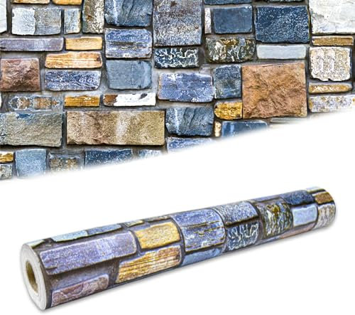 CAREDGO Tapete Selbstklebende, Ziegel Klebefolie Selbstklebend Vliestapete 45cm * 10M Steintapete 3d Self Adhesive Wallpaper in Ziegel Muster Wandaufkleber Wasserfest Ziegel Wandaufkleber für Wand