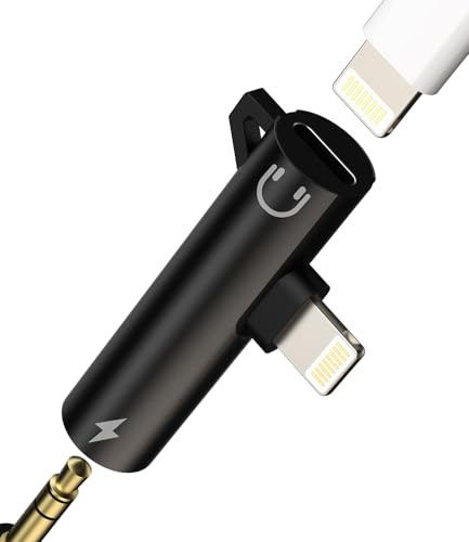 WASRUYI Adattatore per Lightning a jack 3,5mm per iPhone (2in1) ricarica cuffie audio cavo per Apple MFi Certified auricolari caricatore sdoppiatore headphone cavetto adapter per iPad dongle splitter