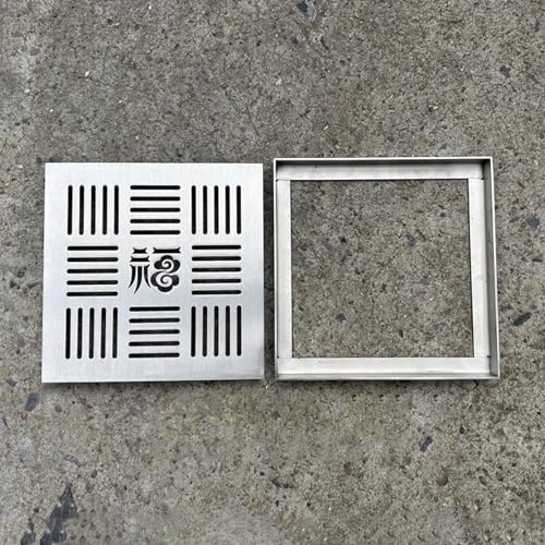 Caniveau Exterieur Grille de Drainage Plate et Carrée, Grille de Drainage Au Sol pour Bassin de Captage Extérieur, Couvercle de Fossé D'évacuation des Eaux Usées pour Terrasse de Jardin(15x15cm(5.9x5.