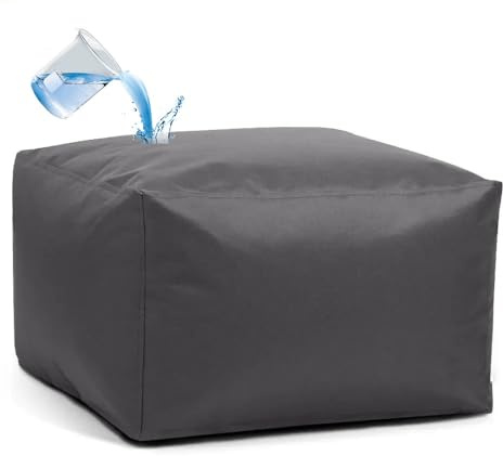 SXBCyan Outdoor Pouf Ottoman Stool (No Filler) Waterproof Beanbag Indoor Rectangle Foot Storage For Garden Camp Beach Bean Bag Chair Footrest Corner Seat Footstool(Dark grey,65x65x40cm-cover)