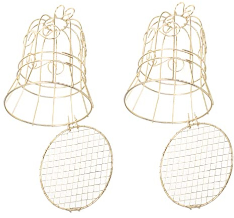 BESTonZON 2 pièces Distributeur de Nourriture Oiseaux Suspendu Cage Décorative Creuse Doré Mangeoire Suet Feeder Compacte pour Jardin Extérieur Support Fruits et Friandises pour Oiseaux et