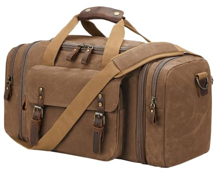 Waxed Canvas Duffel Bag 50L, Coffee
