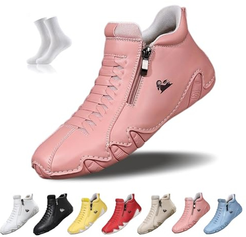 Stivaletti da Donna Fatti a Mano con Cerniera,Scarpe Beck da Esterno Impermeabili,Antiscivolo,Leggere e Comode, Sneakers Ortopediche Barefoot for Passeggiate e Campeggio(Pink,39 EU)
