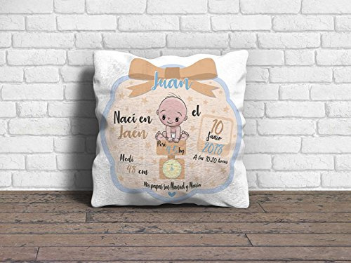 Oedim Cuscino Bebe Neonato Bambino Crema con Nome 100% Personalizzato 30 x 30 cm