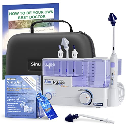 SinuPulse Elite Advanced Nasal Irrigation System, Pulsating Sinus Rinse Machine with 60 SinuAir Packets, Bonus Sinus Irrigator Tip, Travel Case, & Sinus Care eBook by Dr. Robert S. Ivker