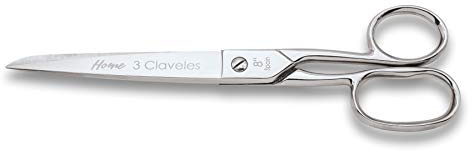 3 Claveles Home - Tijera Varios Usos de Modista, Plata, de 8 (20 cm), dedales asimétricos, para labores de modista y manualidades