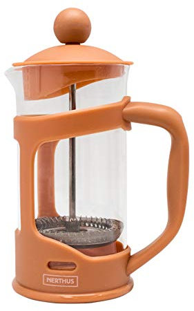 NERTHUS FIH 792 Cafetera Francesa de Émbolo, PP/Vidrio de Borosilicato/SS, TEJA, 350 ml