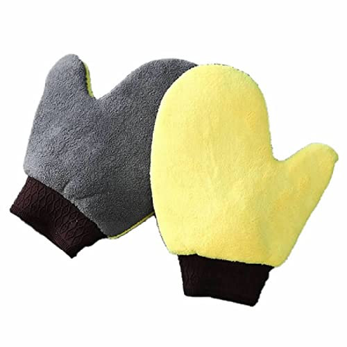 YSJJZRL 2 Pcs Gant De Lavage De Voiture, Gants De Lavage De Voiture Gant De Nettoyage Gant De Lavage Molleton De Corail Doux Chiffon De Brosse De Lavage De Voiture pour Moto Auto
