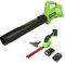 Greenworks Akku Gras- und Strauchschere + Axial Akku-Laubbläser