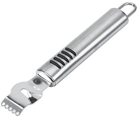 Stainless Steel Lemon Zester and Peeler with Canelle Knife, Professional Citrus Scraper, Ergonomic Kitchen Tool with Hanging Loop for Orange, Lime, Fruit