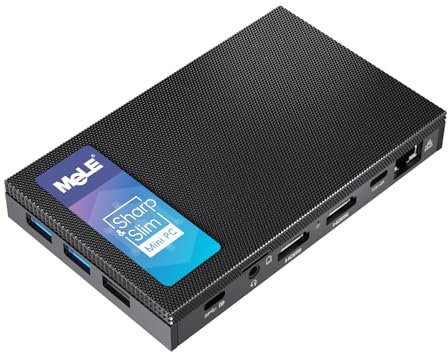 Mele Quieter 4C Mini PC sin Ventilador N100, 3,4 GHz, miniordenador, LPDDR4X, Win11, HDMI 4K, Wi-Fi 5, BT 5.1, USB 3.2 * 2, USB 2.0 * 1, Tipo C * 1 (16 GB/512 GB)