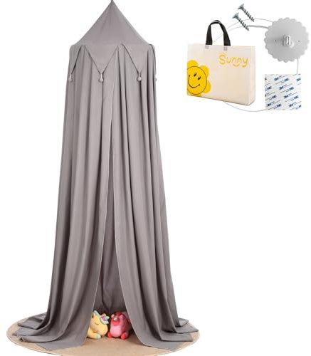 MRWiZMS Betthimmel | Baldachin Kinderzimmer | Himmel Babybett Kinder Schlafzimmer Dekoration für Höhle, Spielzimmer | Geschenk für Babydusche, Neues Baby, Älteres Kind (Grau)