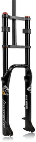 HIMALO 26'' Vélo Fat Fork Descente VTT Fourche À Suspension Pneumatique Débattement 140mm Droite Double Épaule Fourche Rebond Réglable Frein À Disque ， pour Pneu 4.0 (Color : Black)