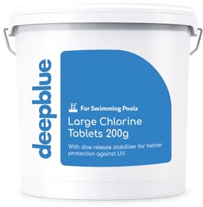 Deep Blue Pro - Tabletas de Cloro estabilizado de 200 g, 10 kg, liberación Lenta, Fabricadas en el Reino Unido, para el Cuidado del Agua de Piscina, SPA, para Mantenimiento Regular y