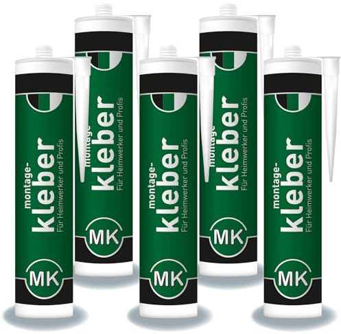 Colle de montage universelle 300 ml - Cartouche 485 g - Sans solvant - Recouvrable - Inodore - Extra forte adhérence - Polyvalent - Utilisation en intérieur pour métal, bois, PVC rigide, polystyrène