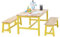 VEVOR Kindersitzgruppe Kindertisch, 2 Bänke 1 Tisch Kindersitzgruppe aus Massivholz, Kindertisch-Set Stabile Kindermöbel Sitzmöbel für Kinder, Mädchen, Jungen, Spielzimmer Kindermöbelset Gelb
