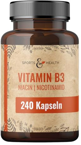 Vitamin B3 Niacin Kapseln – 240 vegane Kapseln – 500 mg Niacin pro Kapsel – Niacinamide - Vorratsdose – Vegan – B3 Vitamin – Niacinamid