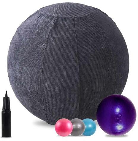 Aisny Gymnastikball, Yoga-Ball Sitzballstuhl Schwangerschaftsball für Mutterschaft, Ergonomischer Sitzball für Gymnastikball mit Bezug, Griff und Pumpe, Büroballstuhl für Balance, Stabilität, Fitness