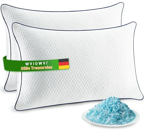WVIOWVI Kopfkissen 40x80 2er Set, Memory Foam Kissen, Kühlendes Kopfkissen, Flaches Seitenschläferkissen - Nackenkissen Anpassbar Schlafkissen Hypoallergenes Bettkissen Ideal für Allergiker