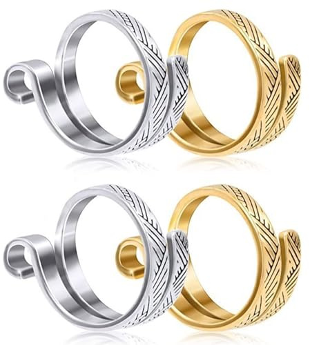 4 st justerbara stickade virkade ringar öppna garn guide virkade ringar för snabbare stickning garn guide hantverk silver gyllene finger fingerborg garnhållare