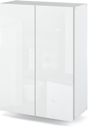 MRBLS_HOME MRBLS Badezimmerschrank (Weiß Matt - Weiß Glanz) – Hängeschrank Für Badezimmer - Wandschrank Badezimmer - 60 x 80 x 30 cm (B/H/T)