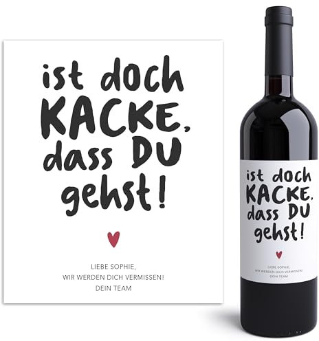 Abschiedsgeschenk Jobwechsel Kollegen Weinetiketten personalisiert Kollegin Arbeitskollegin Abschied Geschenk Weinflasche Flaschenetiketten selbstklebend 2 Stk. | 10x12 cm