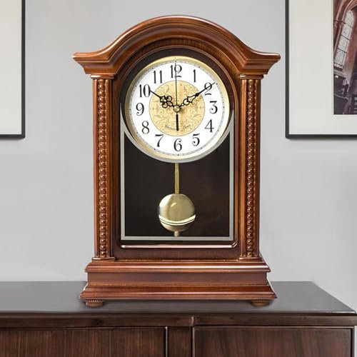 Orologio da Camino a Pendolo in Legno con Carillon - Orologio da Tavolo Meccanico in Legno per Decorazioni per la casa, Soggiorno, Ufficio - Carillon Ogni Ora