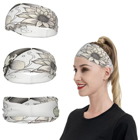 Diademas deportivas de carpa japonesa para hombres y mujeres, bandas de sudor que absorben la humedad, bandas de sudor para correr, bandas elásticas para el sudor para tenis