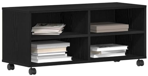 vidaXL TV Cabinet Black 90 x 35 x 40.5 cm Engineered wood, Living Room, Modern Tv Cabinet, Rectangular Media Storage, Stylish Console, Space-Saving Design, Engineered Wood Furniture