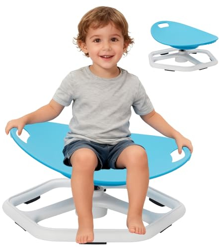 Autisme Chaise Pivotante Enfant, 360° Carrousel Chaise Sensorielle, Jouet Capteur Autisme Garçons Filles, Entraînement Coordination Équilibre (Bleu), avec Accoudoirs Sûrs & Conception Antidérapante