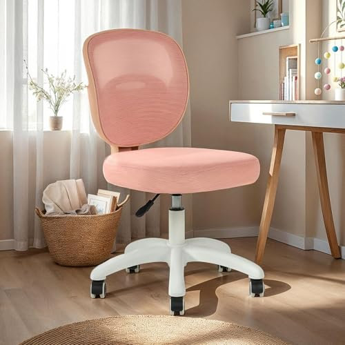 IDIMEX Kinderdrehstuhl Mayla mit Rollen, rosa - Kinderzimmer Schreibtischstuhl, ergonomisch & höhenverstellbar, Mesh-Rücken Kinderstuhl mit Gaslift, Home Office Kinderstuhl, ohne Armlehnen