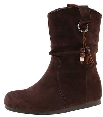 Botas occidentales de tobillo para mujer, botas de campo para mujer, pantorrilla ancha, puntera redonda, botines planos, botines holgados, zapatos casuales con suela antideslizante, calzado para