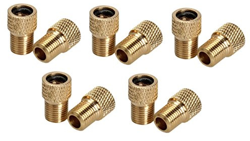 Charmate® 10 x cykelventiladapter – DV SV Dunlop/fransk ventil på bilventil AV – med tätningsring