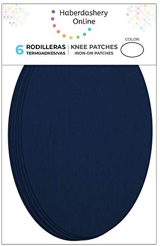 Haberdashery Online - 6 Piece Knee Patches for Clothes Protection & Repair, Iron-on Pads for Trousers, Jackets, Sweaters, Shirts 16x10cm, Blue Marine