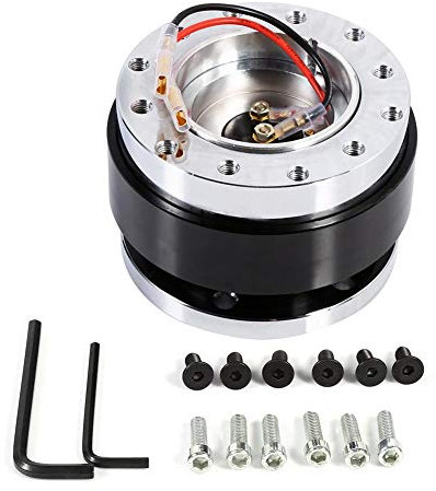 Gorgeri Universal Standard 6 Löcher Bolzen Kugel Lenkrad Adapter Nabenadapter Schnellspanner Kit Snap Off Lenkrad optional schwarz blau rot (schwarz)